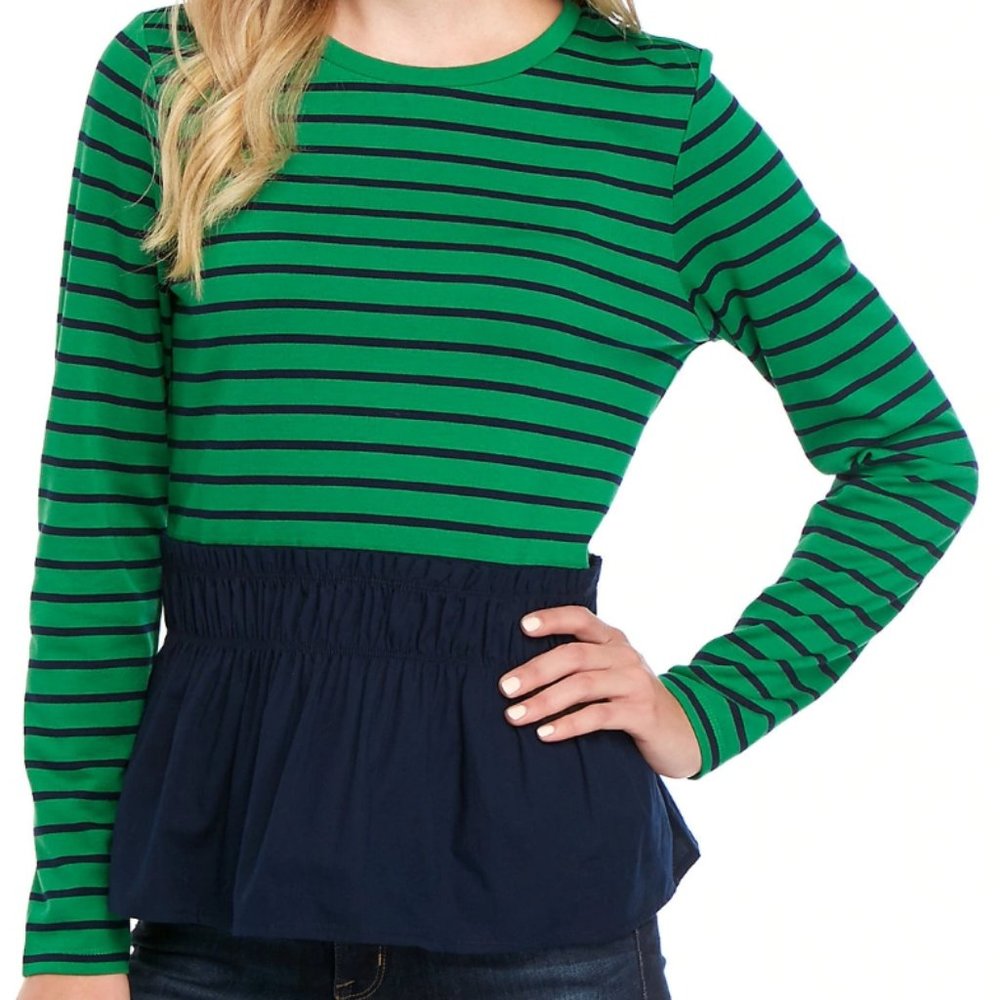 Green and Navy Striped Sweater